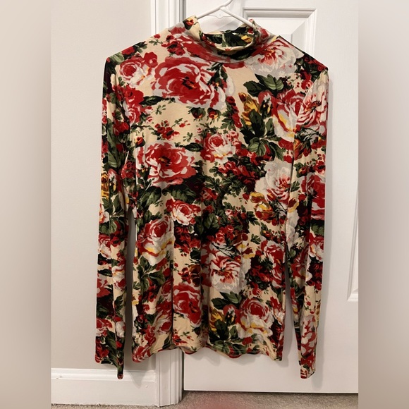LIKE NEW Philosophy Floral Mockneck long sleeve blouse shirt - floral - Sz M - Picture 1 of 2